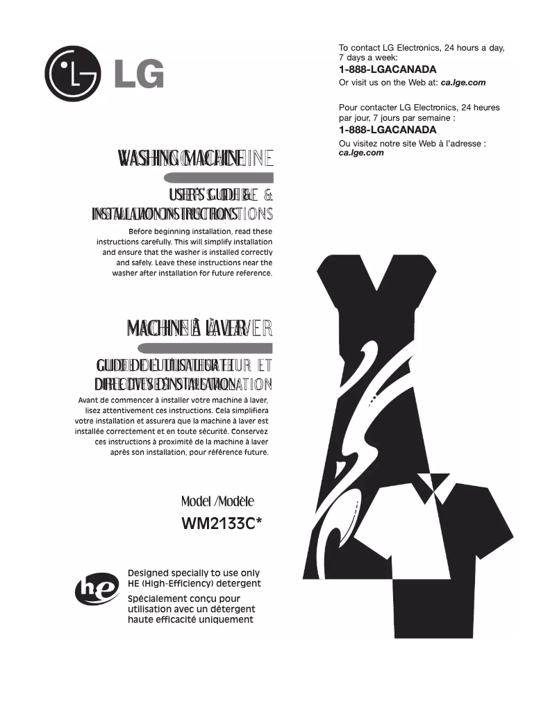 Page 1 de la notice Manuel utilisateur LG WM2233CS