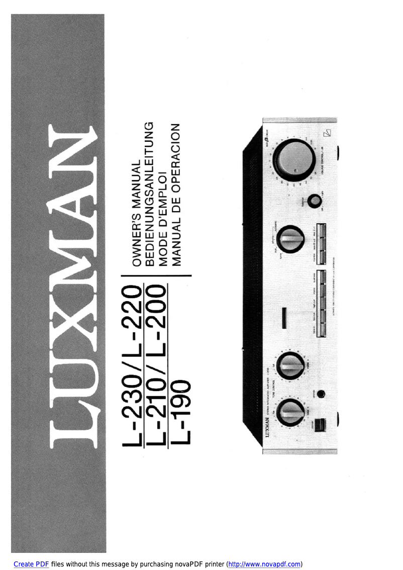Page n°1 - Manuel utilisateur Luxman L-220