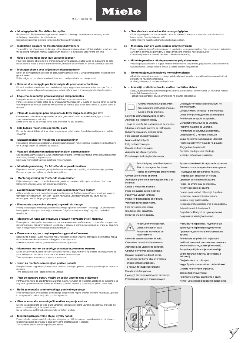 Page 1 de la notice Instructions / montage Miele G 5000 SC Front Active