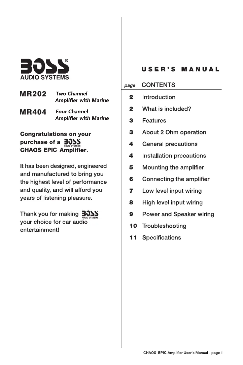 Page 1 de la notice Manuel utilisateur Boss Marine