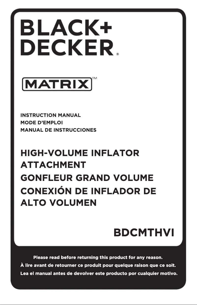Page 1 de la notice Manuel utilisateur Black & Decker Matrix BDCMTHVI