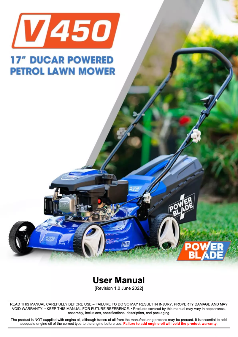 Page 1 de la notice Manuel utilisateur Powerblade V450