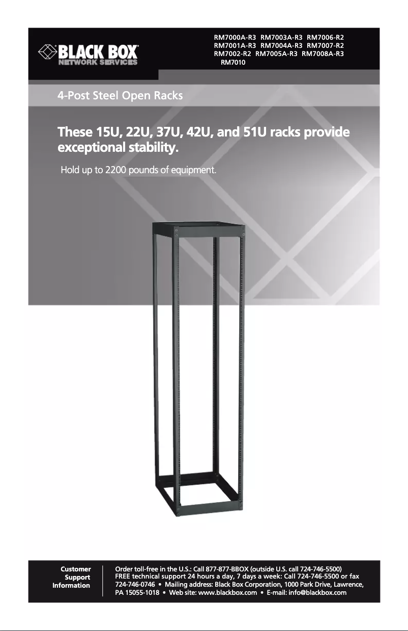 Page 1 de la notice Manuel utilisateur Black Box RM7002-R2