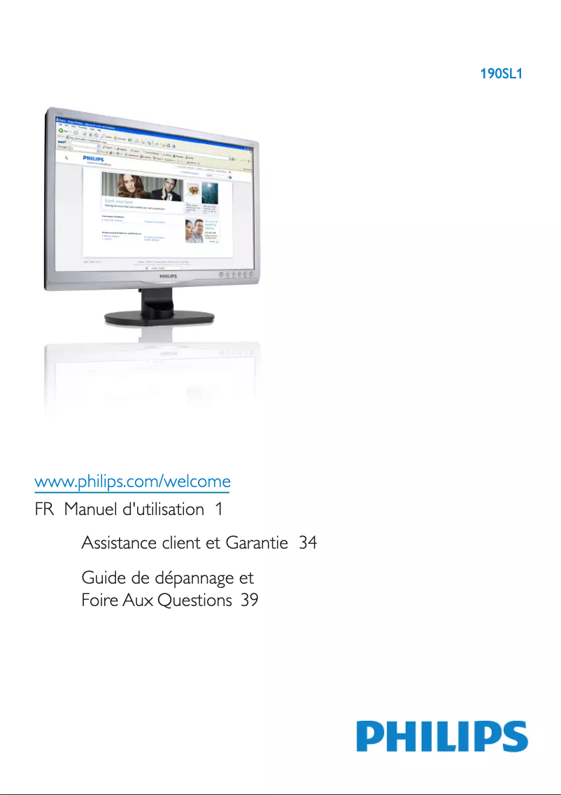 Page 1 de la notice Manuel utilisateur Philips Brilliance 190SL1SB