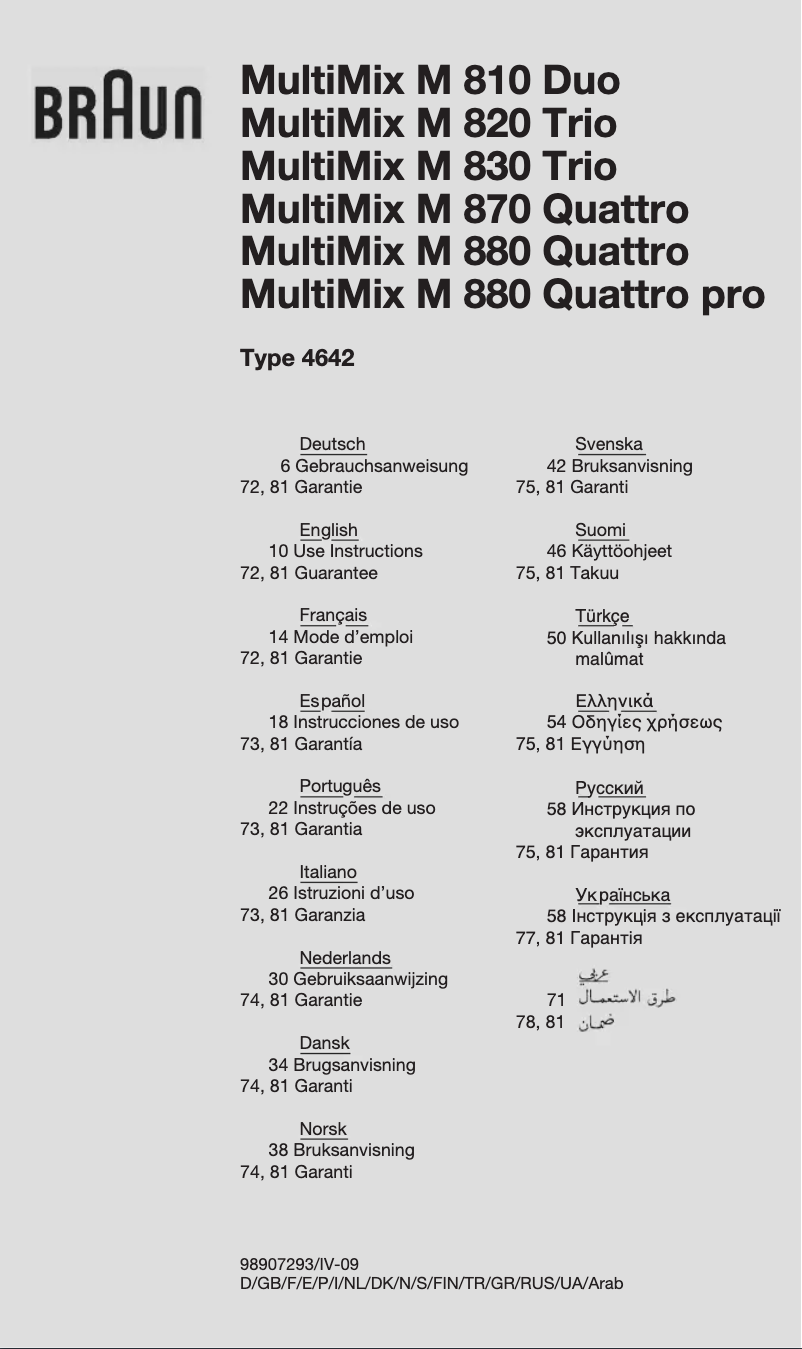 Página 1 del manual Manual de usuario Braun M870