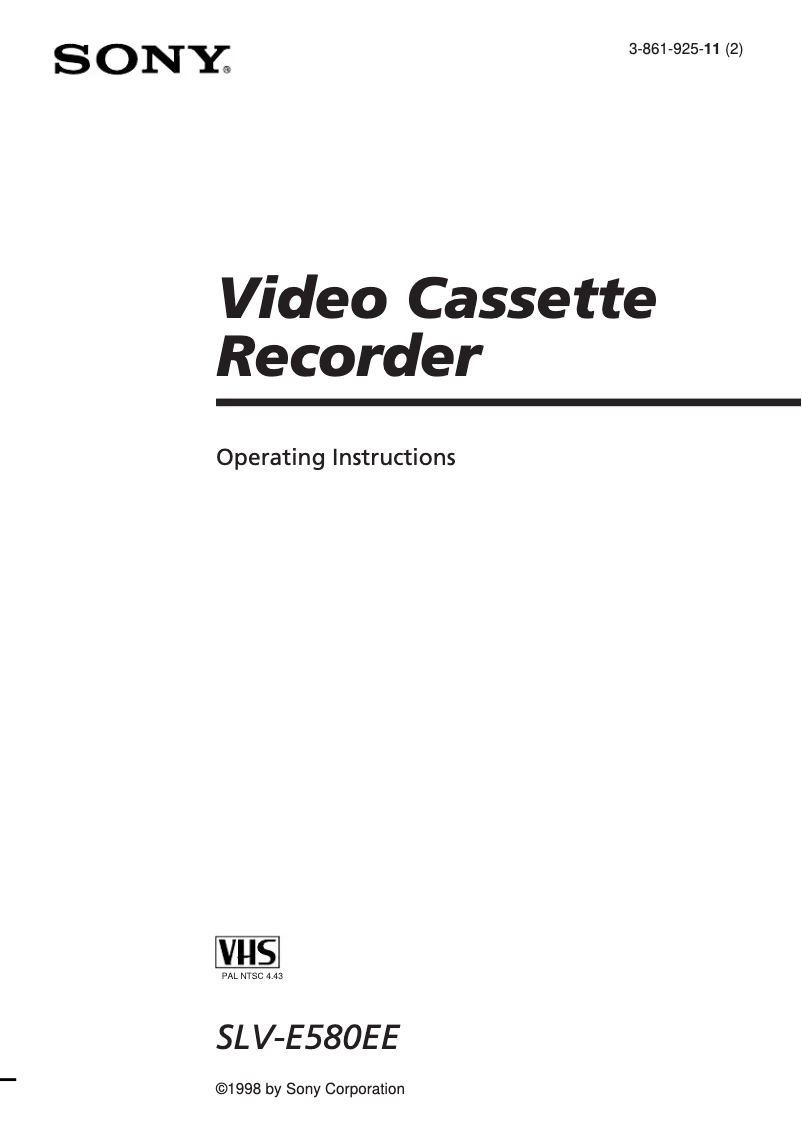 Page 1 de la notice Manuel utilisateur Sony SLV-E580EE