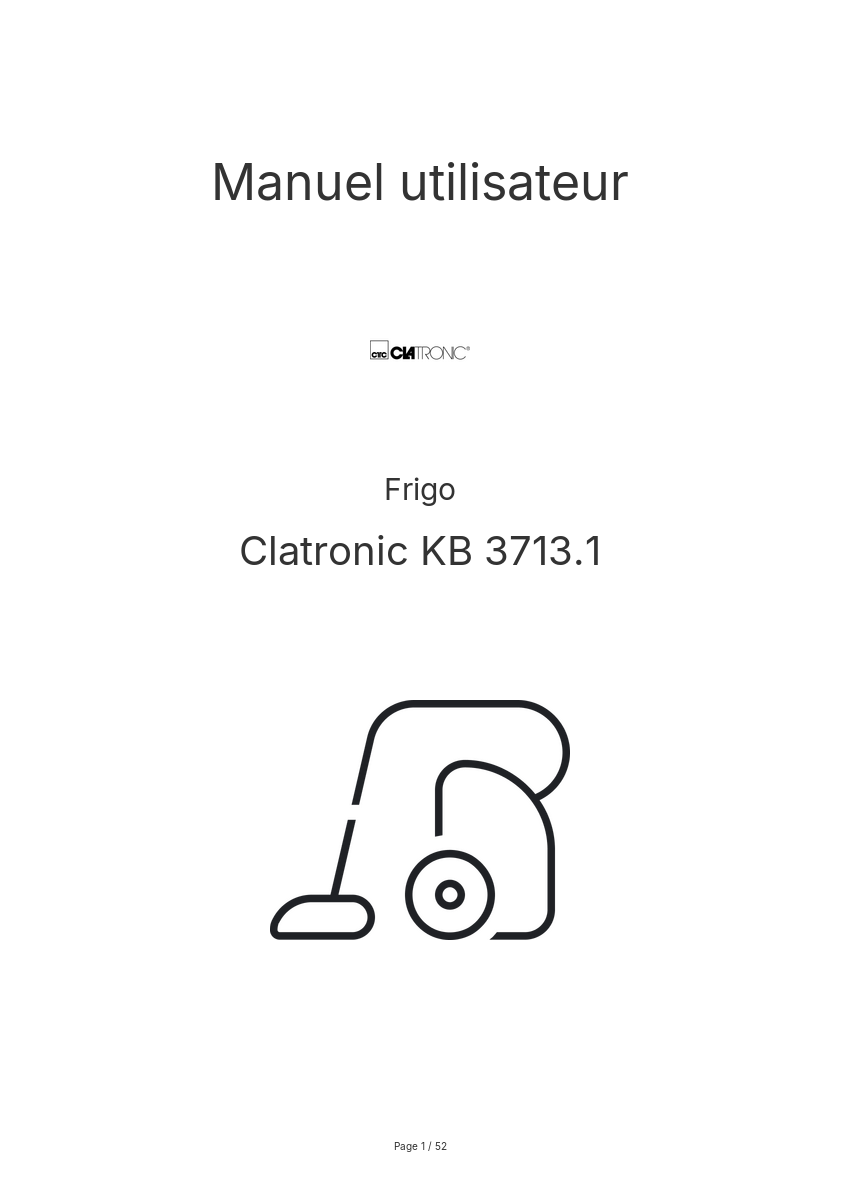 Page n°1 - Manuel utilisateur Clatronic KB 3713.1