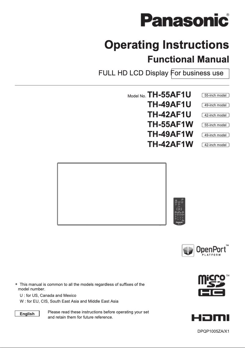 Image de la première page du manuel de l'appareil TH-55AF1U