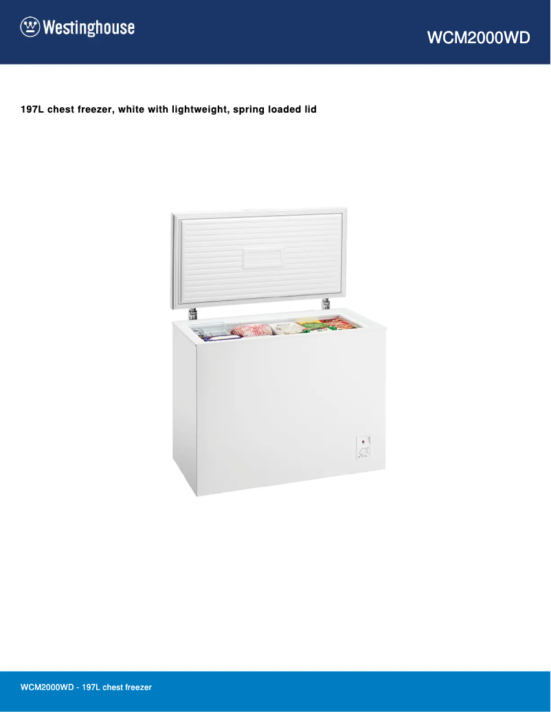 Page 1 de la notice Fiche technique Westinghouse WCM2000WD