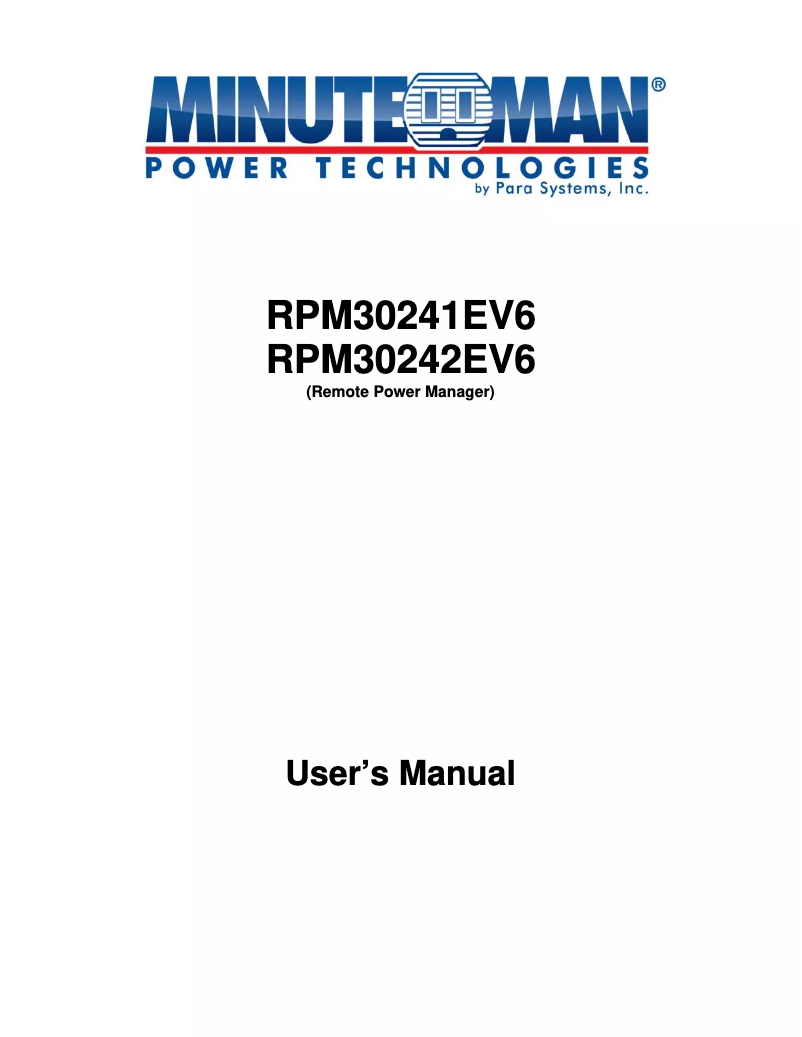 Página 1 del manual Manual de usuario Minuteman RPM1581EV6