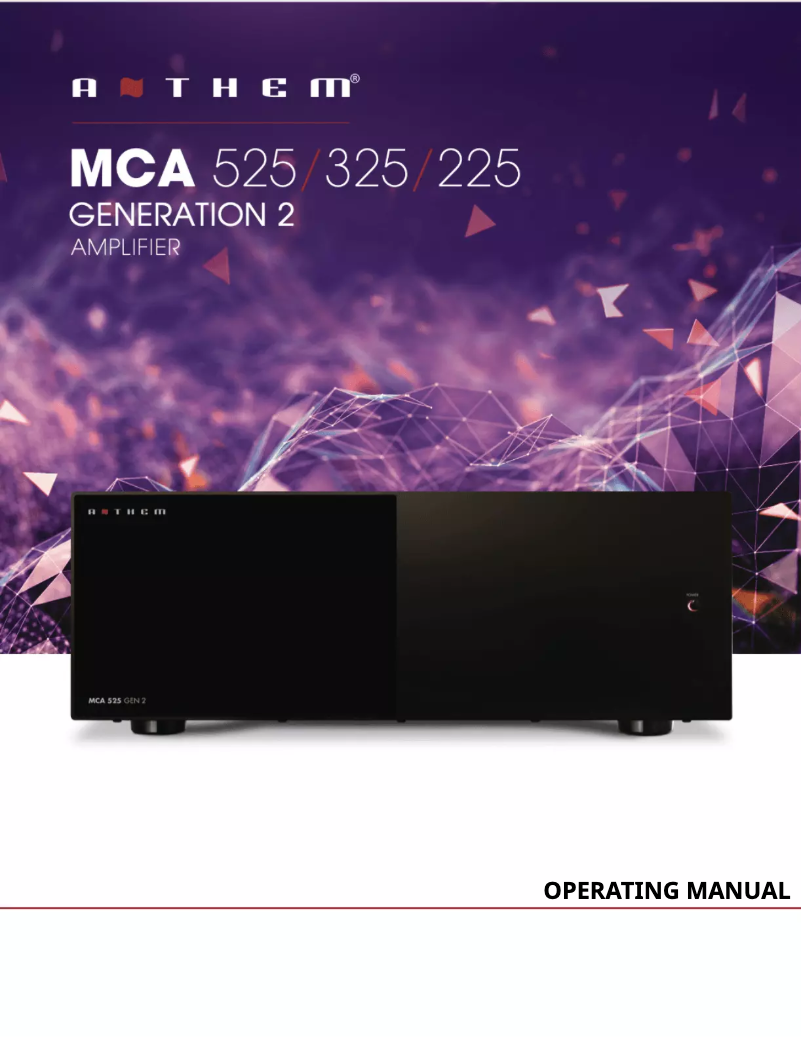 Page n°1 - Manuel utilisateur Anthem MCA 325