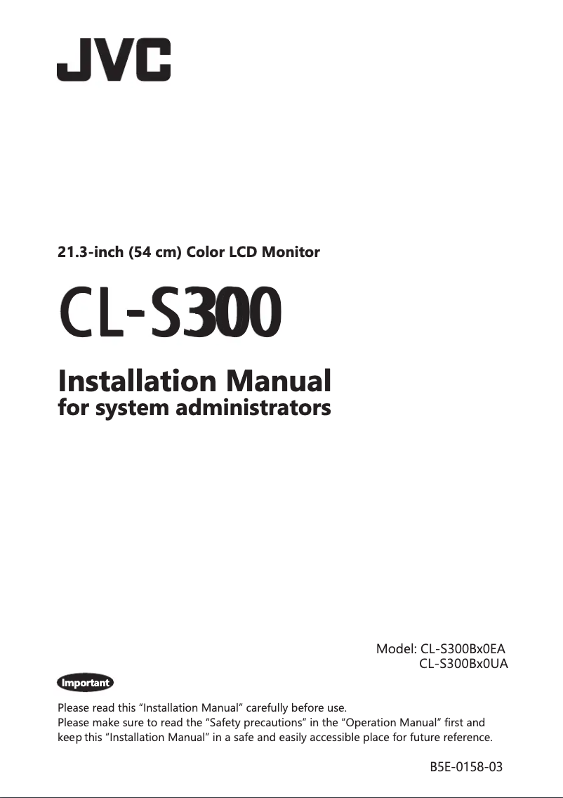 Page n°1 - Guide d'installation JVC CL-S300