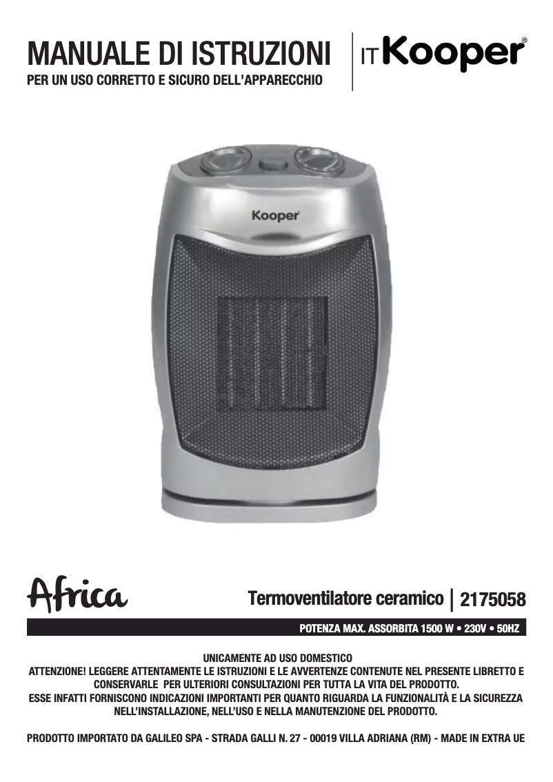 Página 1 del manual Manual de usuario Kooper 2175058