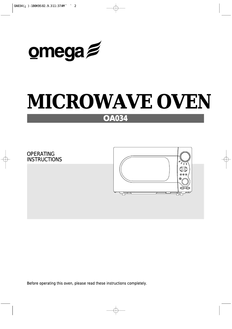 Page 1 de la notice Manuel utilisateur Omega OA034