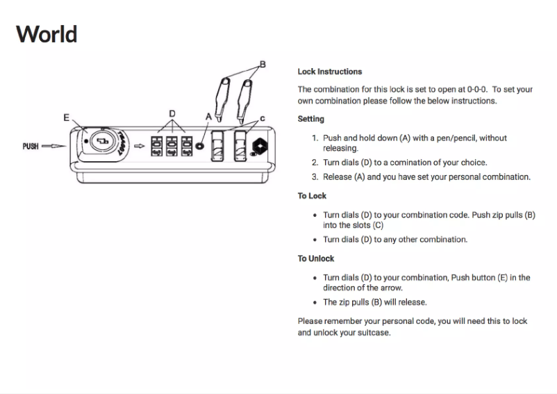 Image de la première page du manuel de l'appareil World