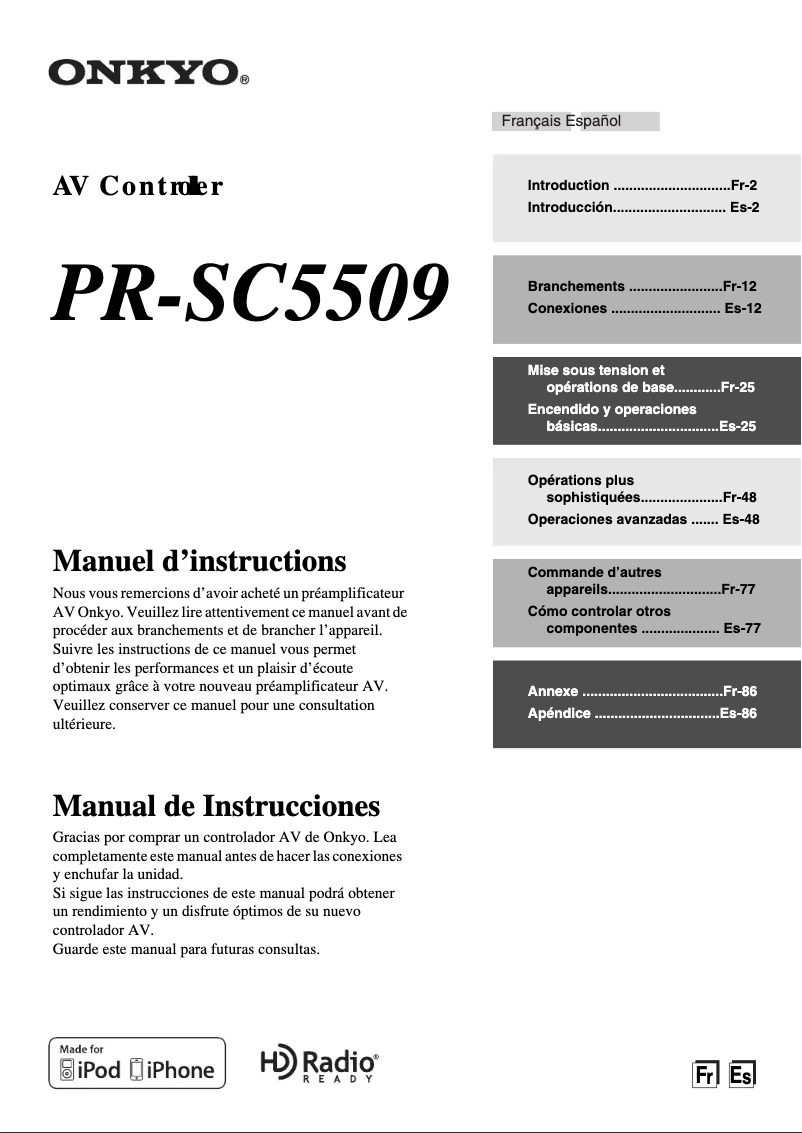 Image de la première page du manuel de l'appareil PR-SC5509