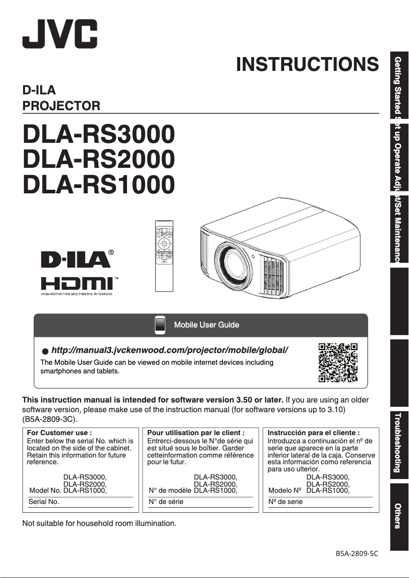 Page 1 de la notice Manuel utilisateur JVC DLA-RS2000