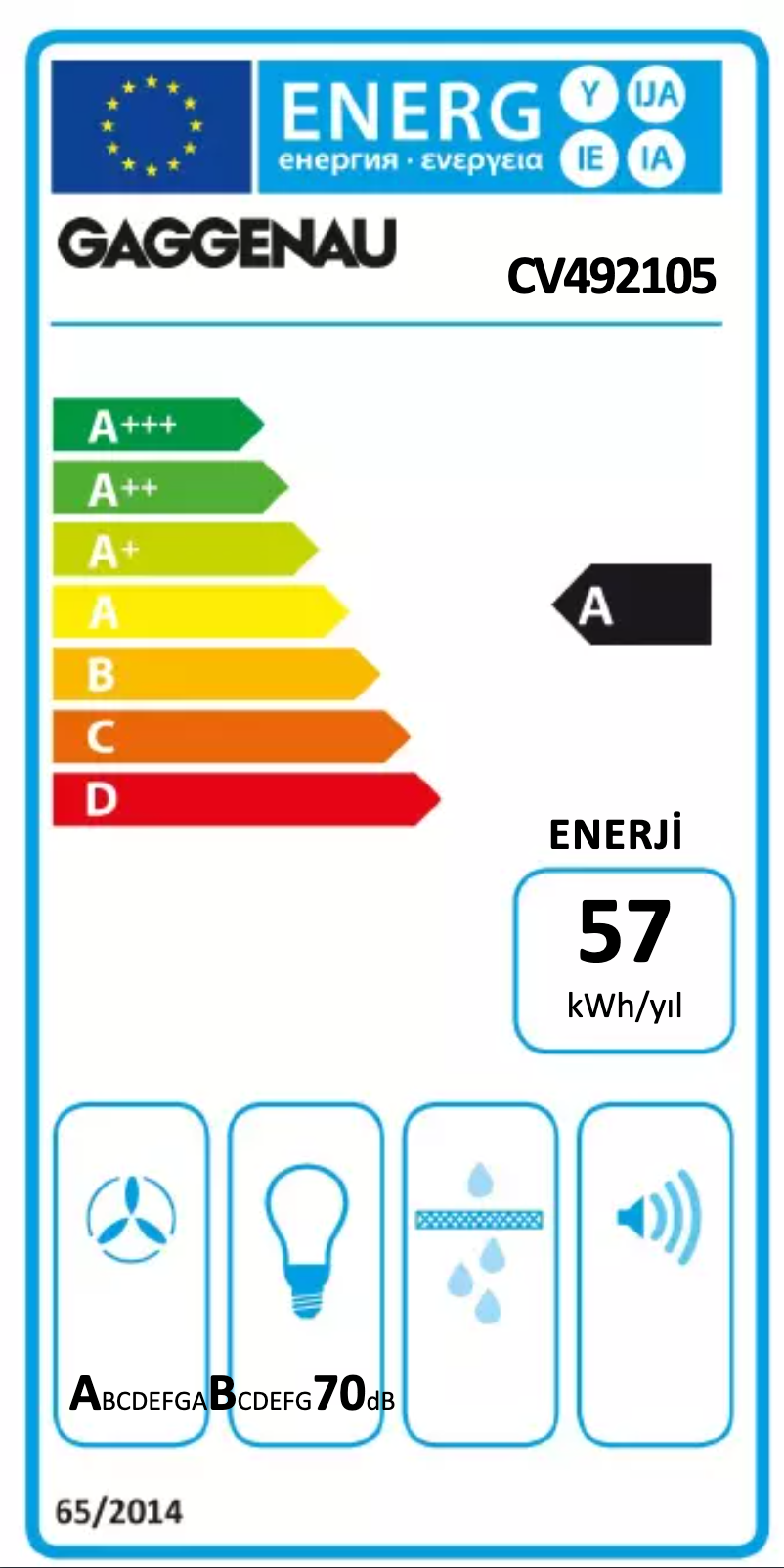 Page 1 de la notice Label énergétique Gaggenau CV492105
