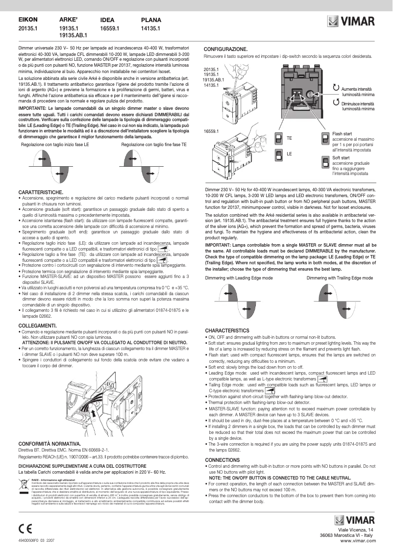 Page n°1 - Manuel utilisateur Vimar 20135.1