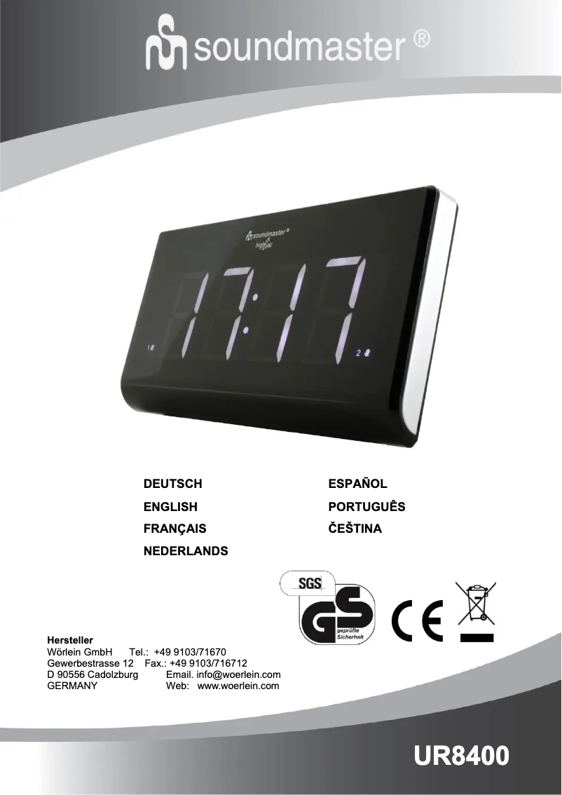 Page 1 de la notice Manuel utilisateur Soundmaster UR8400