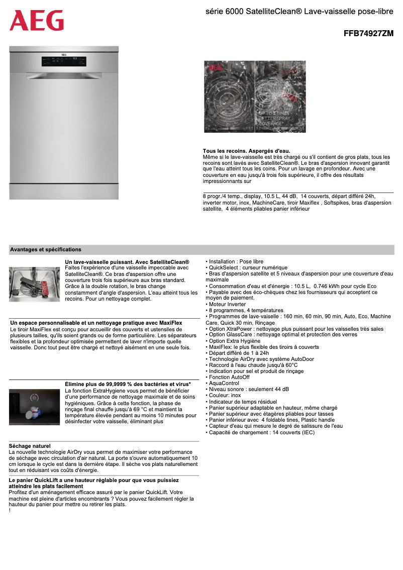 Image de la première page du manuel de l'appareil FFB74927ZM