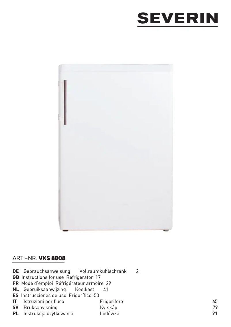 Page 1 de la notice Manuel utilisateur Severin VKS 8808