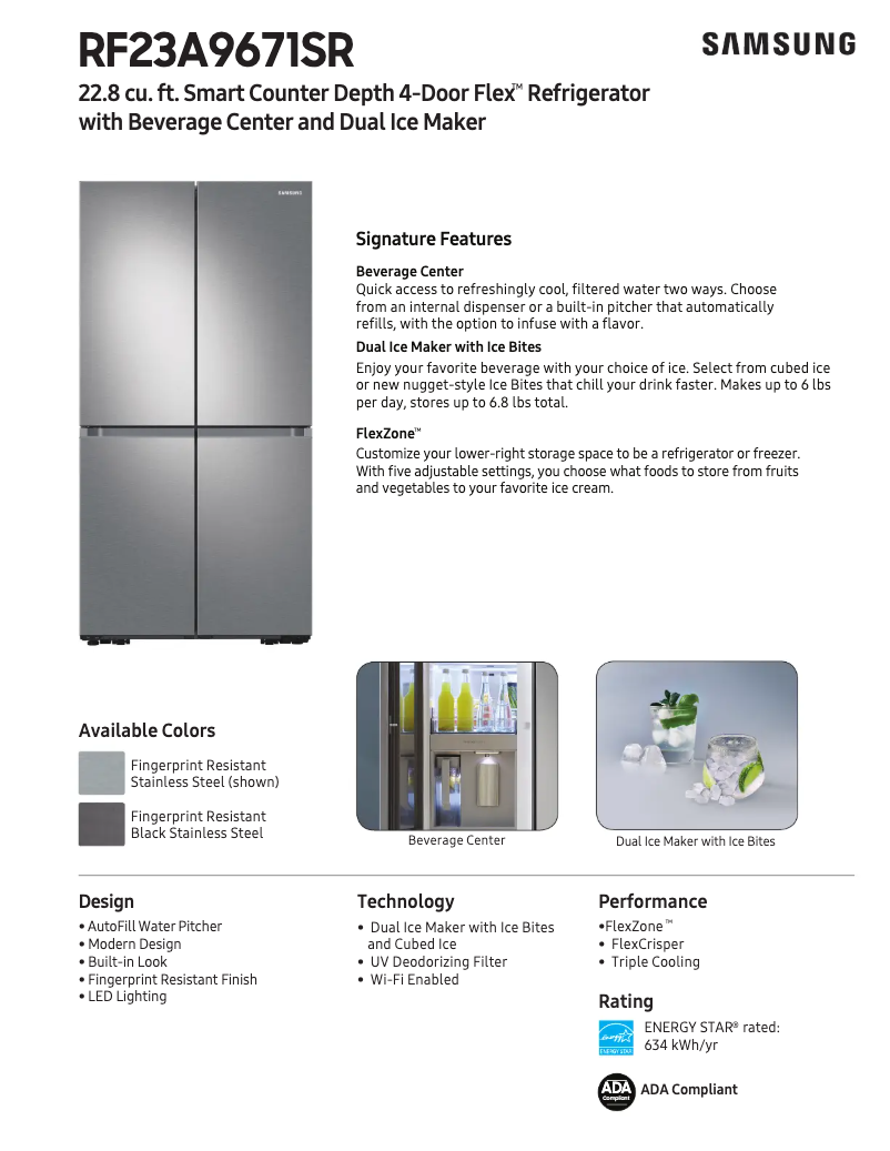 Page n°1 - Fiche technique Samsung RF23A9671SR
