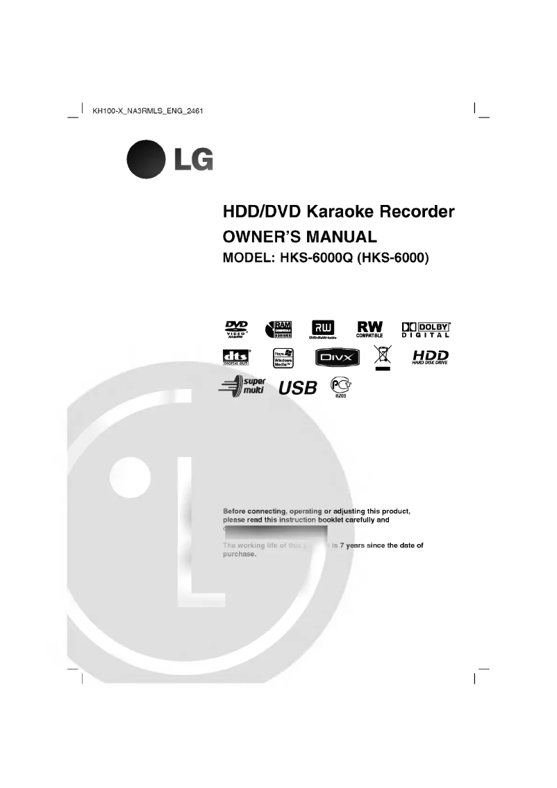 Page 1 de la notice Manuel utilisateur LG HKS-6000Q