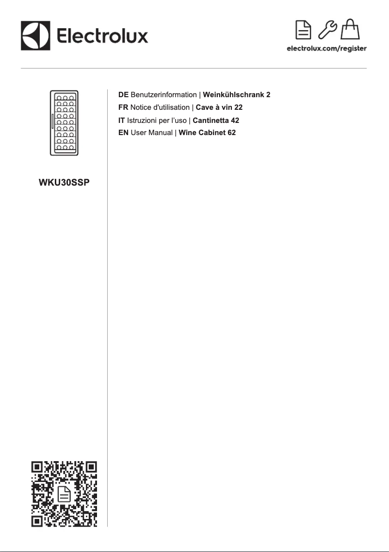 Page 1 de la notice Manuel utilisateur Electrolux WKU30SSP