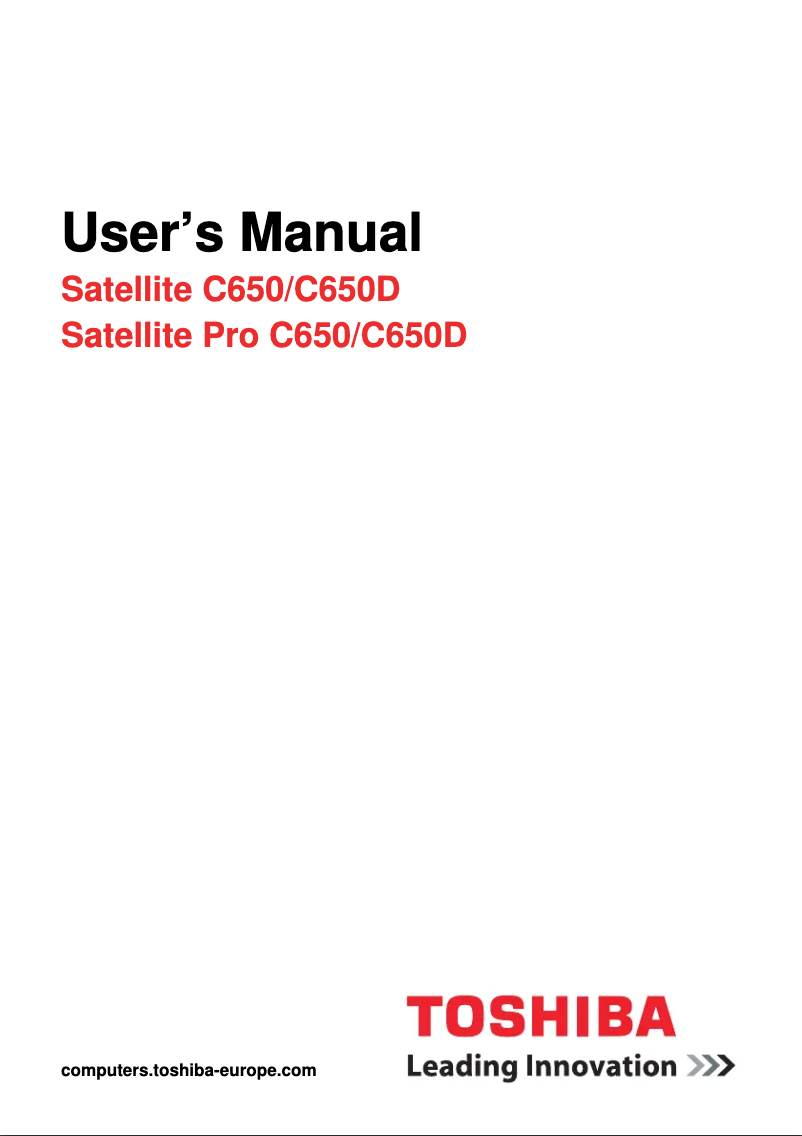 Page 1 de la notice Manuel utilisateur Toshiba Satellite Pro C650
