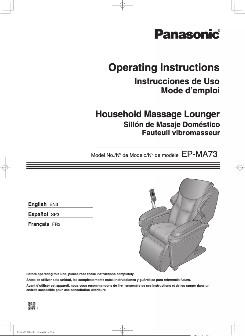 Page n°1 - Manuel utilisateur Panasonic EP-MA73