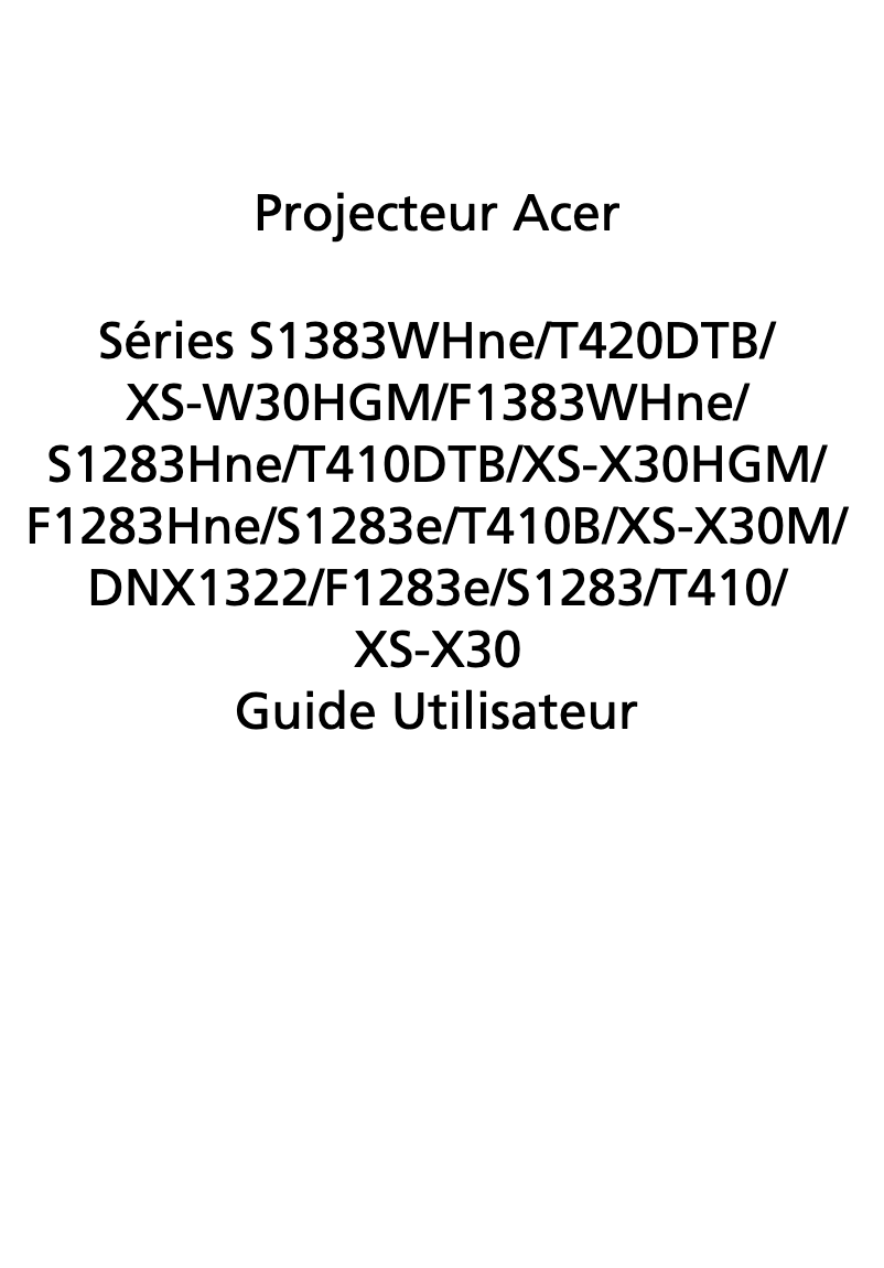 Page 1 de la notice Manuel utilisateur Acer S1383WHne