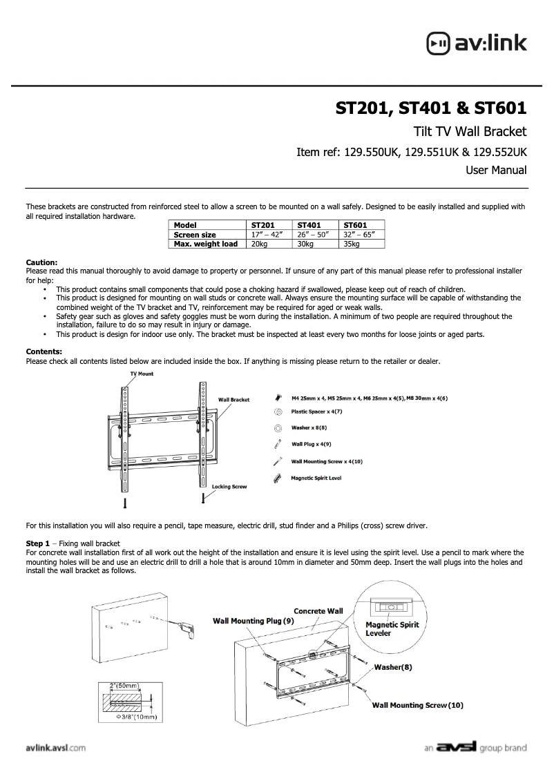 Page 1 de la notice Manuel utilisateur AV:link ST401