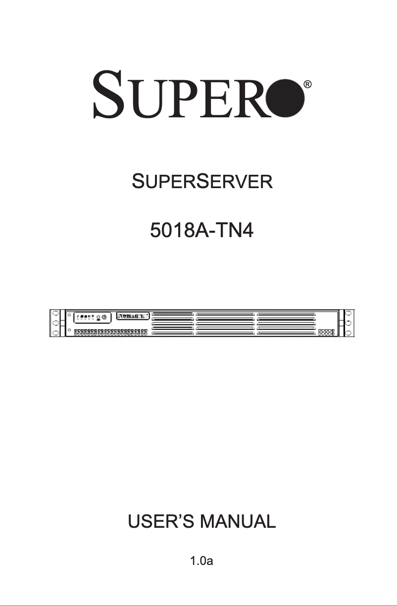 Page 1 de la notice Manuel utilisateur Supermicro SuperServer 5018A-TN4