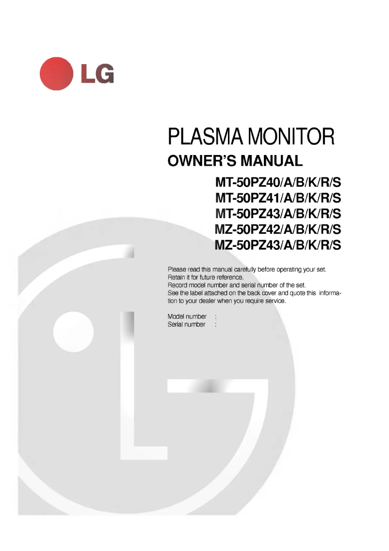 Página 1 del manual Manual de usuario LG MT-50PZ43