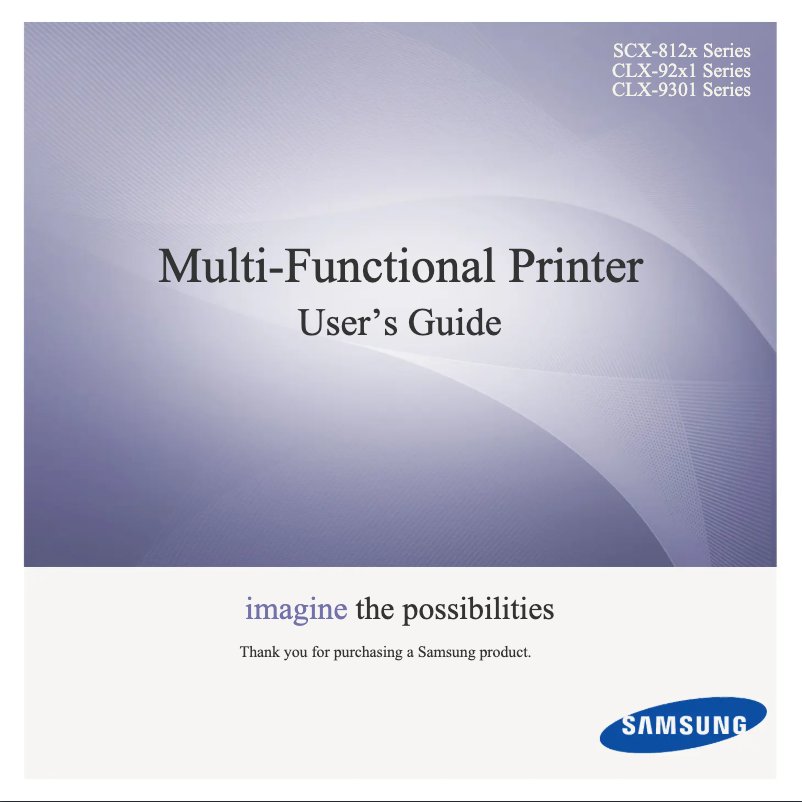 Page 1 de la notice Manuel utilisateur Samsung CLX-9201NA