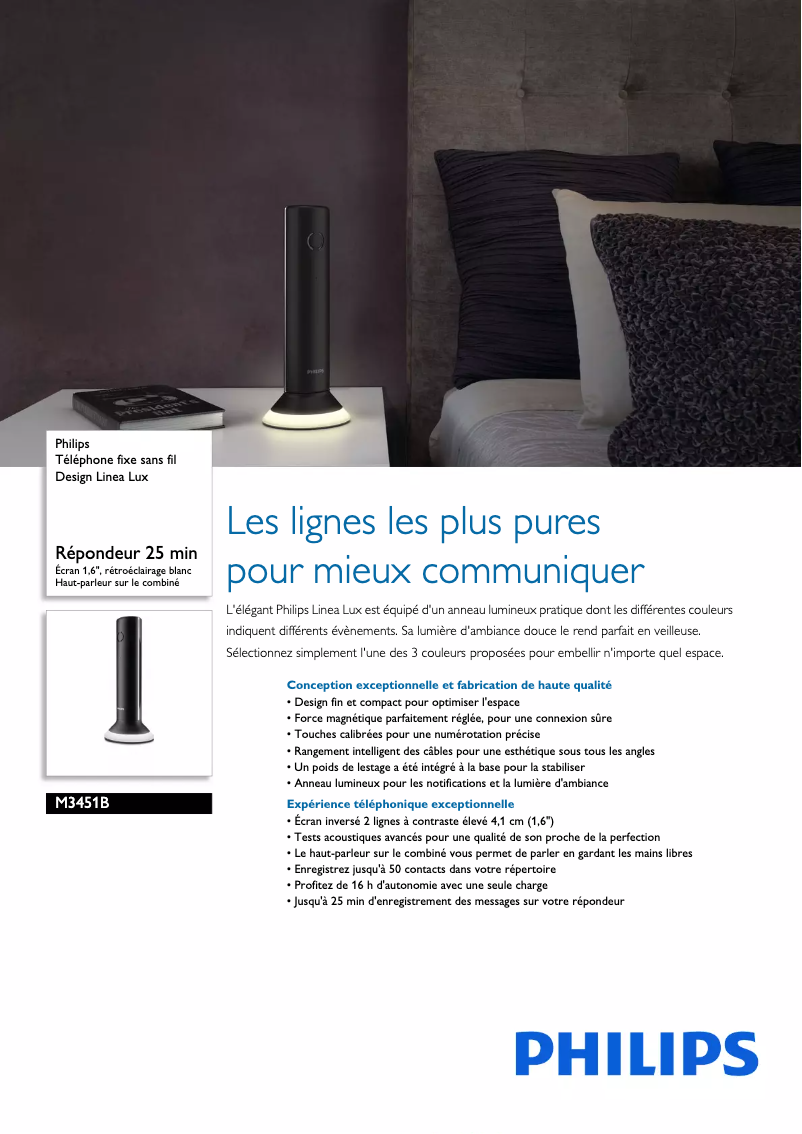 Página 1 del manual Ficha técnica Philips M3451B