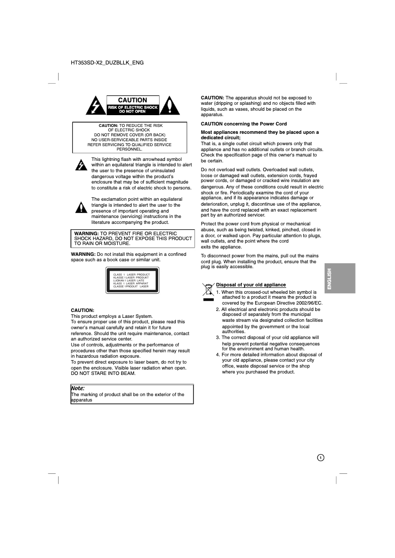 Page 1 de la notice Manuel utilisateur LG LH-T3530X