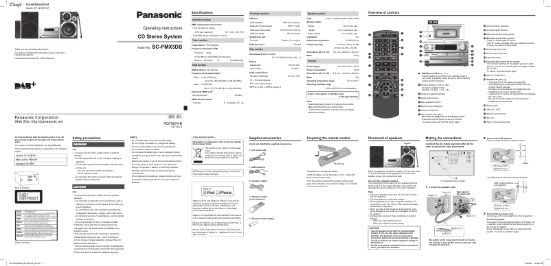 Page 1 de la notice Manuel utilisateur Panasonic SC-PMX5DB