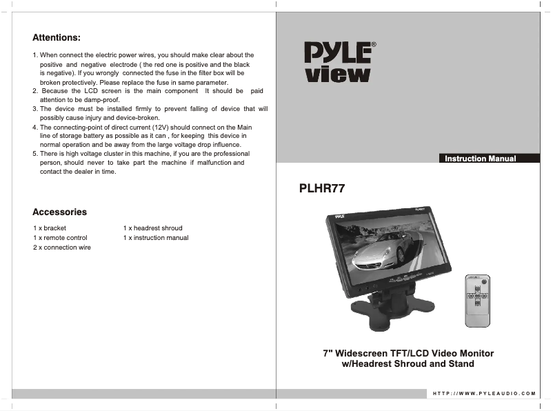 Page n°1 - Manuel utilisateur Pyle PLHR77