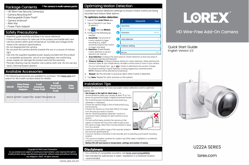Image de la première page du manuel de l'appareil U222AA