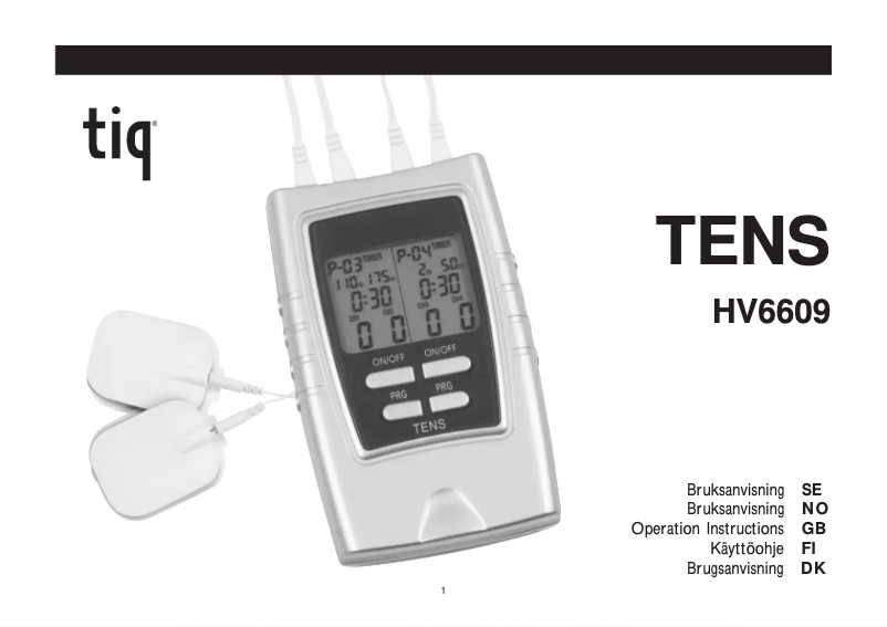 Page 1 of the manual User Manual Tiq TENS HV6609