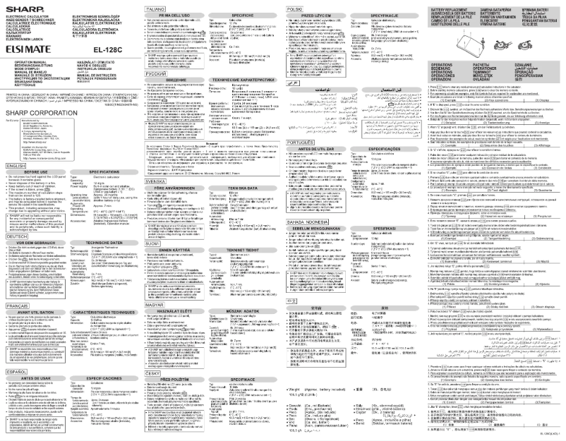 Page 1 de la notice Manuel utilisateur Sharp EL-128C