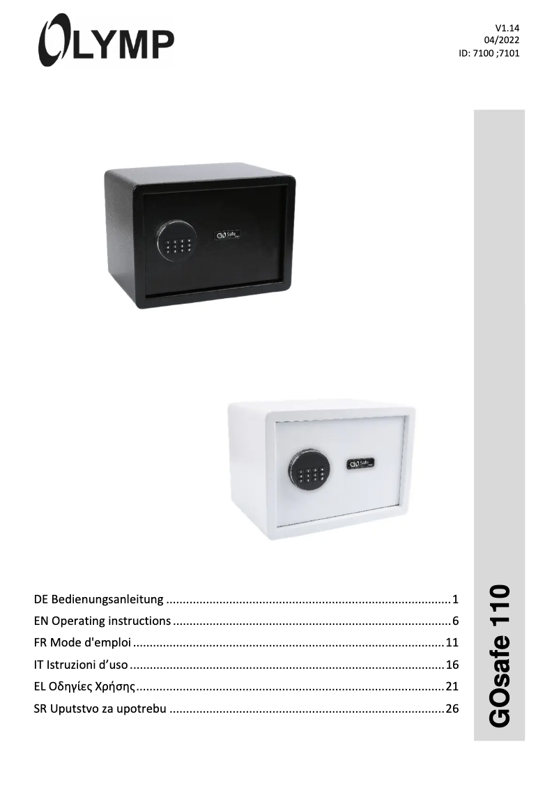 Page 1 de la notice Manuel utilisateur Olympia GOsafe 2.0