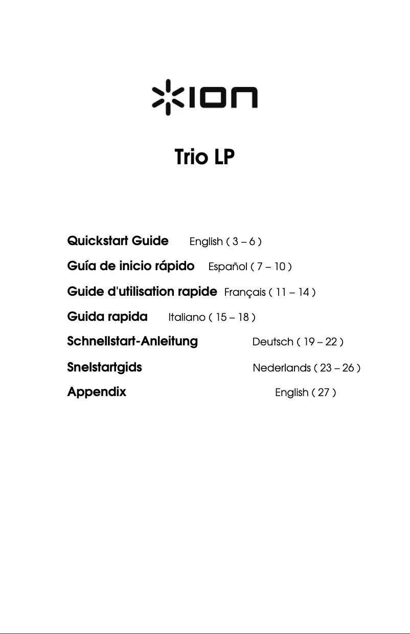 Page n°1 - Manuel utilisateur ION Trio LP