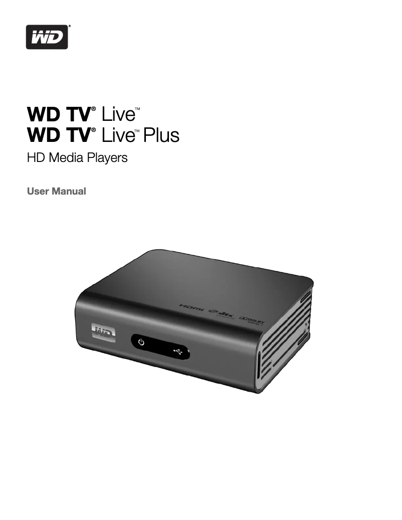 Page 1 de la notice Manuel utilisateur Western Digital TV Live