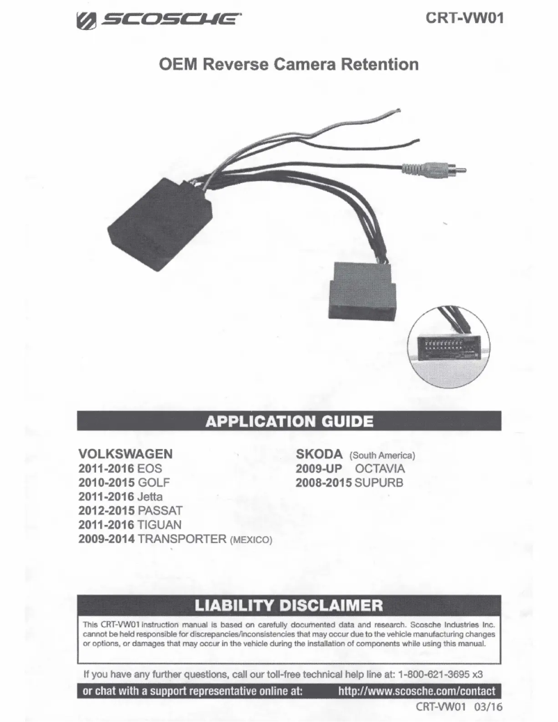 Imagen de la primera página del manual del dispositivo CRT-VW01