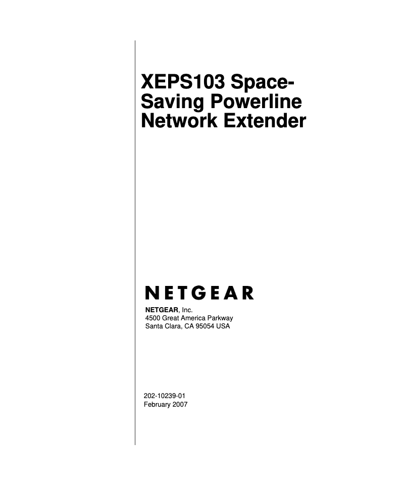 Page n°1 - Manuel utilisateur Netgear XEPS103