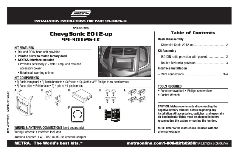 Page n°1 - Manuel utilisateur Metra 99-3012G-LC