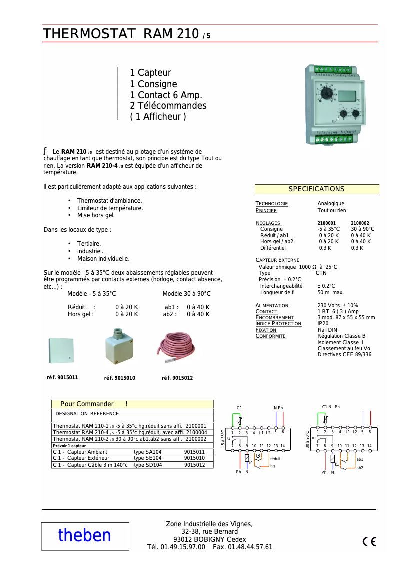 Page 1 de la notice Manuel utilisateur Theben RAMSES 210